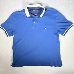 Nautica Mens Size XL Polo Short Sleeve Shirt Blue Preppy Performance Athleisure